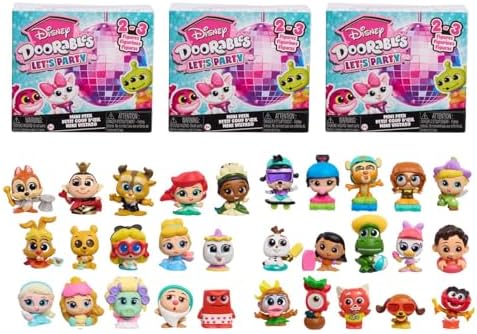Disney Doorables Let's Party Mini Peek 3-Pack | Fun Collectible Toys for Kids | Ideal for Parties and Playdates | Surpri