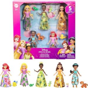 Mattel Disney Princess & Friends Set | 5 Posable Dolls & 5 Friends Figures | Ideal for Kids Age 3+ | Perfect for Playtim